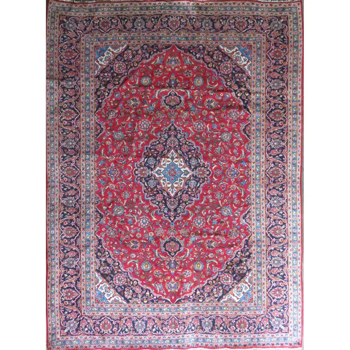 Hand-Knotted Persian Wool Rug _ Luxurious Vintage Design, 12'10" X 9'6", Artisan Crafted